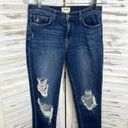 L'Agence  Women's Marcelle Slim Fit Jeans Authentique Distressed Denim Raw Hem 26 Photo 2