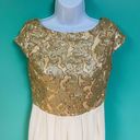 London Dress Company Nude & Gold Sequin Maxi Dress Gown Size 6 Photo 6