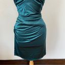 B Darlin Teal Satin Open Strappy Back Cocktail Dress Photo 4