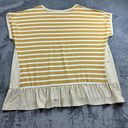 Umgee  Blouse Womens Size 1X Striped Boxy Boutique Yellow Boho Preppy Classic Photo 1