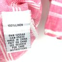 Habitat  Blouse Women's Size Small Linen Asymmetrical Hem Pink White Striped Top Photo 5