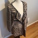 kim rogers  Animal Print Cotton Open Front Cardigan Sweater Tan Black 1X Plus Photo 1