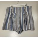 AQUA  stripe blue cotton high waist tie front shorts size Medium Photo 0