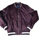 American Eagle  AEO Bomber Satin Full Zip Jacket Burgundy Size M Quilted Lining Photo 0