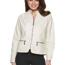 Apt. 9  Womens Jacket Coat Faux Leather Quilted Moto Biker Ivory Small Photo 2