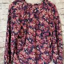 Pilcro  Anthropologie Lucille Peasant Blouse Blue Pink Paisley Women’s Shirt M Photo 3