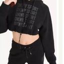 DKNY  Performance Crop Hooded & Macy's Drawstring Track Pants Set Black Women's S Photo 1