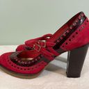 Juicy Couture  Women Red Leather Hole Buckle High Block Heel Mary Jane Shoes NWOT Photo 2