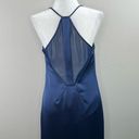 Halston Heritage  Navy Blue Satin Illusion-Back Slit Slip Gown Size 6 New Photo 9