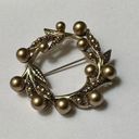 Monet Signed  Faux Pearl Wreath Brooch Pin Gold Tone Photo 0