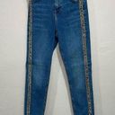 Topshop  Jeans Womens 26 High Rise Skinny Jamie Beaded Side Stripe Stretch Denim Photo 0