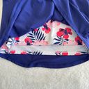 Avia  Athletic 2Fer Tank‎ Top Womens L Blue Pink Floral Mesh Racerback Workout Photo 4