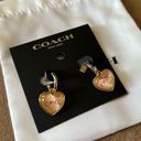 Coach  Pink Enamel Drop Heart Earrings NWT Photo 2