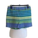 J. McLaughlin  High Waist Shorts Blue Size 6 Stripes Preppy Coastal Minimalist Photo 0