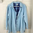 L.L.Bean  Baby Blue Soft Ribbed Corduroy Plaid Lined Thick Button Down Shacket 1X Photo 1