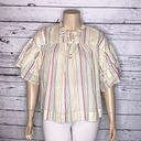 Parker Peyton &  Size XL Pastel & Metallic Stripe Tiered Ruffle Keyhole Shirt Top Photo 0