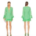 Alexis  Gracelle Feather Trim Mini Dress in Emerald Sz M Photo 7