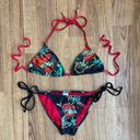 Ed Hardy Vintage Y2K Rare Red Black True Love String Triangle Edgy Bikini Set Photo 0