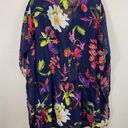 Rise & Bloom Embellished Neckline Floral Kimono Sleeves Swim Cover Up Navy M Size M Photo 5