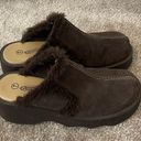 Lower East Side  Vintage 90s Leather Suede And Faux Fur Chunky Platform Clogs Photo 0