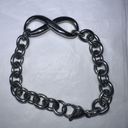 infinity Stainless Steel Gunmetal Tone Chunky Chain  Sign Bracelet Photo 2