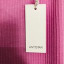 Antistar  Women's Midi Dress Sleeveless Ruched Side Ribbed Crew Neck Pink Medium Photo 4