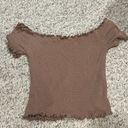 Heart & Hips brown ribbed short sleeve cropped shirt S Photo 10