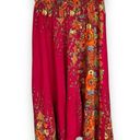 None Floral Harem Pants Stretch Waist Smocking‎ Shirring Pink Hippie Festival Rayon Photo 1