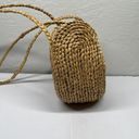 Vintage Blue  White Swirl Boho Round Straw Raffia Bag Hand Woven Shoulder Purse Photo 4