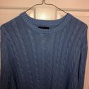 Saddlebred  Ladies Cable Knit Sweater Blue Large Crew Neck Cotton Blend Comfy Photo 2