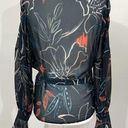 Stylestalker Floral Print Sheer Chiffon Bell Sleeve Wrap Blouse Navy Size Small Photo 8