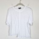 The Range [] White Linen Blend Crew Neck Asymmetrical Hem Cut Off T-Shirt Large Photo 0