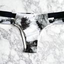 Tavik swim New Tavik Cut Out Sides Chloe Minimal Bikini Bottom Smudge Print White Black Photo 3