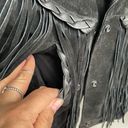 Gallery VTG Leather  Womens Jacket Black Suede Fringe Tassel Crop Boho Medium Photo 6