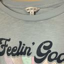 Wildfox  ‘Feelin’ Good’ pastel blue boho cotton t shirt Photo 4