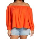 Treasure & Bond  Shirred Off the Shoulder Top Orange Women's Size Medium NWT Photo 0