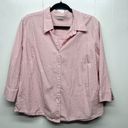 L.L.Bean  Button Front Pink 3/4 Sleeve Wome's Striped Top Size Large Bre… Photo 0