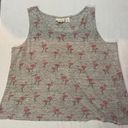 Cynthia Rowley  Linen Flamingo Tank Top Gray, Pink Photo 0