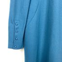 Esley  Pleated Shoulder Sheath Dress Long Sleeve Button Cuff Blue Size Medium Photo 3