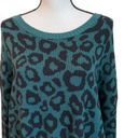 BCBGMAXAZRIA  Womens Sweater Green Black Leopard Print Long Sleeve Pullover L Photo 4