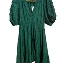 The Moon Day +  emerald green ruffle puff sleeve satin mini dress Small NEW Photo 1