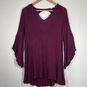 Lush Clothing Whitney Woven Bell Sleeve V Neck Dress - Dark Burgundy/Red Wine XS Photo 0