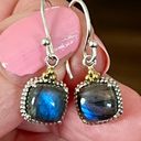 Free People 925 Solid Sterling Silver Stamped Genuine Labradorite Earrings Photo 0