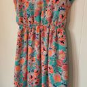 Lush Clothing Lush faux wrap mini dress spaghetti straps teal orange floral women’s size Small Photo 4