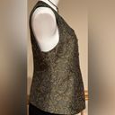 Anne Klein Anne Kline II Gold Olive Green Gray Paisley Fabric ButtonVest Sz 10. Full Lining Photo 4