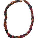 Vintage Colorful Wooden Beaded Twist
Statement Necklace Rainbow Y2K Handmade Photo 0