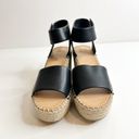 Frye  and Co Amber Espadrille Platform Wedge Sandals Black Leather Women's 6 Photo 1