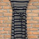 Talbots  Women's Striped Faux Wrap Belted V-Neck Short Sleeve Midi‎ Dress Navy XS Photo 2