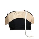 SheIn  black and tan color block fleece cropped long sleeve sweatshirt Photo 5