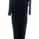 Krass&co NY &  S 3/4 Sleeve Zipper Front Pant Suit Jumper Black Viscose Stretchy Photo 1